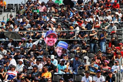 Circuit atmosphere - fans in the grandstand with Fernando Alonso (ESP) Alpine F1 Team and Sergio Perez (MEX) Red Bull Racing