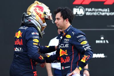 Pole position for Max Verstappen (NLD) Red Bull Racing with Sergio Perez (MEX) Red Bull Racing RB18. Formula 1 World