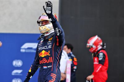 Max Verstappen (NLD) Red Bull Racing celebrates his pole position in qualifying parc ferme. Formula 1 World Championship,