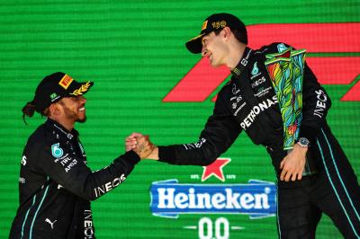 Lewis Hamilton (GBR), Mercedes AMG F1 and George Russell (GBR), Mercedes AMG F1 Formula 1 World Championship, Rd 21,