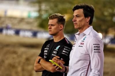 (L to R): Mick Schumacher (GER) Mercedes AMG F1 Reserve Driver with Toto Wolff (GER) Mercedes AMG F1 Shareholder and