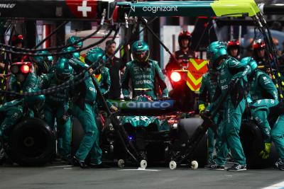 Fernando Alonso (ESP) Aston Martin F1 Team AMR23 pit stop. Formula 1 World Championship, Rd 2, Saudi Arabian Grand Prix,