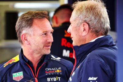 (L to R): Christian Horner (GBR) Red Bull Racing Team Principal with Dr Helmut Marko (AUT) Red Bull Motorsport Consultant.
