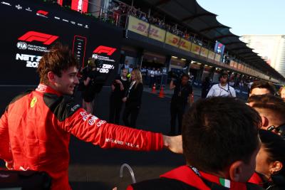 Charles Leclerc (MON) Ferrari celebrates his pole position in qualifying parc ferme. Formula 1 World Championship, Rd 4,