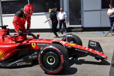 Sprint Shootout winner Charles Leclerc (MON) Ferrari SF-23 arrives in parc ferme with a broken front wing. Formula 1 World