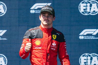 Charles Leclerc (MON) Ferrari celebrates winning Sprint Shootout in parc ferme. Formula 1 World Championship, Rd 4,