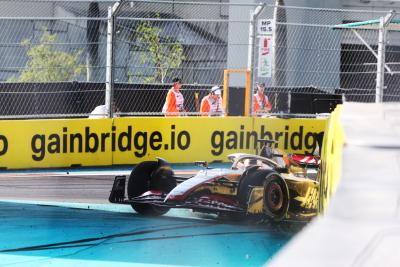 Kevin Magnussen (DEN) Haas VF-23 spins in the second practice session. Formula 1 World Championship, Rd 5, Miami Grand