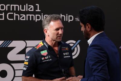 (L to R): Christian Horner (GBR) Red Bull Racing Team Principal with Mohammed Bin Sulayem (UAE) FIA President. Formula 1
