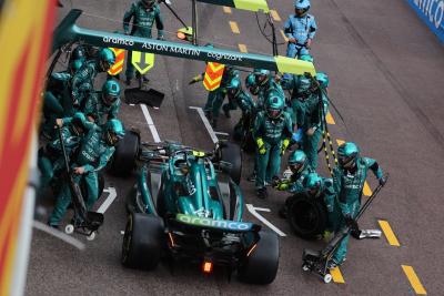 Fernando Alonso (ESP) Aston Martin F1 Team AMR23 makes a pit stop. Formula 1 World Championship, Rd 7, Monaco Grand Prix,