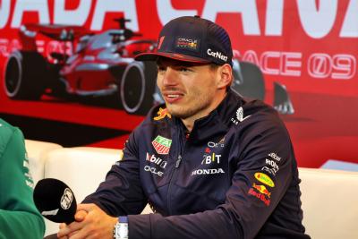Max Verstappen (NLD) Red Bull Racing in the post race FIA Press Conference. Formula 1 World Championship, Rd 9, Canadian