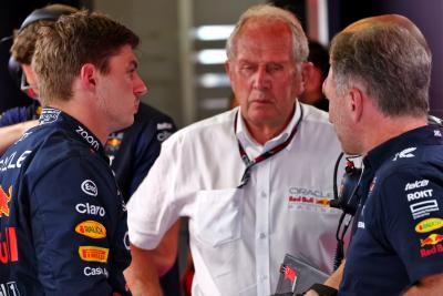 (L to R): Max Verstappen (NLD) Red Bull Racing with Dr Helmut Marko (AUT) Red Bull Motorsport Consultant and Christian