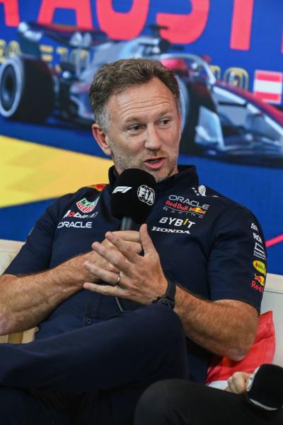 Christian Horner (GBR) Red Bull Racing Team Principal in the FIA Press Conference. Formula 1 World Championship, Rd 10,