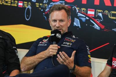 Christian Horner (GBR) Red Bull Racing Team Principal in the FIA Press Conference. Formula 1 World Championship, Rd 10,