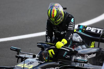 Lewis Hamilton (GBR) Mercedes AMG F1 W14 celebrates his third position in parc ferme. Formula 1 World Championship, Rd 11,