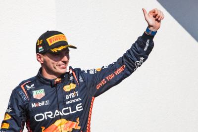 Race winner Max Verstappen (NLD) Red Bull Racing celebrates on the podium. Formula 1 World Championship, Rd 12, Hungarian
