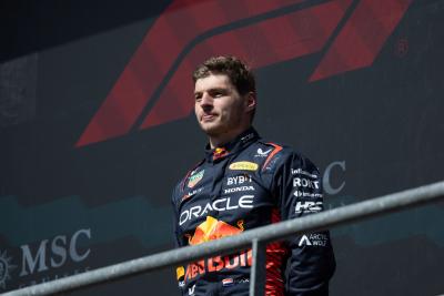 Race winner Max Verstappen (NLD) Red Bull Racing celebrates on the podium. Formula 1 World Championship, Rd 13, Belgian