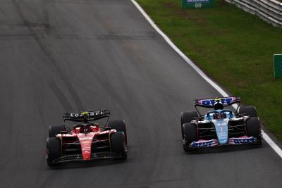 Pierre Gasly (FRA) Alpine F1 Team A523 and Carlos Sainz Jr (ESP) Ferrari SF-23 battle for position. Formula 1 World