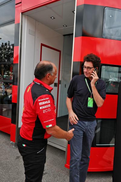 (L to R): Frederic Vasseur (FRA) Ferrari Team Principal with Mattia Binotto (ITA). Formula 1 World Championship, Rd 15,