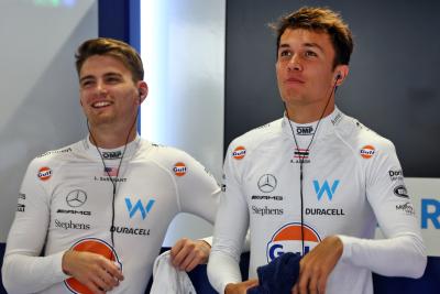 Alexander Albon (THA) Williams Racing (Right) with Logan Sargeant (USA) Williams Racing. Formula 1 World Championship, Rd
