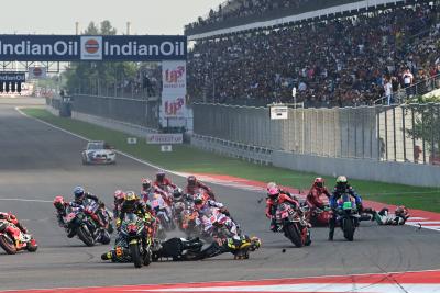 Perlombaan dimulai, Luca Marini, Pol Espargaro, Stefan Bradl, balapan Tissot Sprint, MotoGP India 23 September