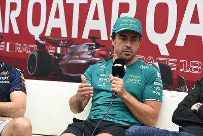 Fernando Alonso (ESP) Aston Martin F1 Team in the FIA Press Conference. Formula 1 World Championship, Rd 18, Qatar Grand