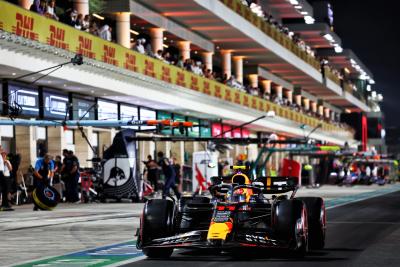 Sergio Perez (MEX) Red Bull Racing RB19 leaves the pits. Formula 1 World Championship, Rd 18, Qatar Grand Prix, Doha,