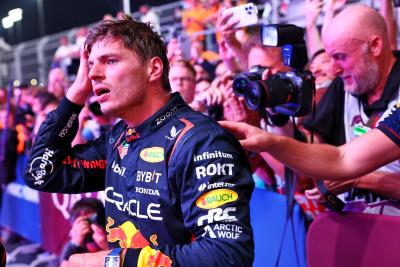 Max Verstappen (NLD ) Red Bull Racing merayakan kemenangan Kejuaraan Dunia ketiganya di Sprint parc ferme.Dunia Formula 1