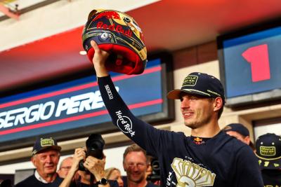 Max Verstappen (NLD) Red Bull Racing celebrates winning his third World Championship with the team. Formula 1 World