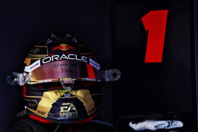 The helmet of World Champion Max Verstappen (NLD) Red Bull Racing. Formula 1 World Championship, Rd 18, Qatar Grand Prix,