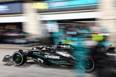 George Russell (GBR) Mercedes AMG F1 W14 makes a pit stop. Formula 1 World Championship, Rd 18, Qatar Grand Prix, Doha,