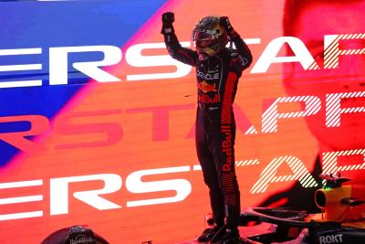 Race winner Max Verstappen (NLD) Red Bull Racing celebrates in parc ferme. Formula 1 World Championship, Rd 18, Qatar