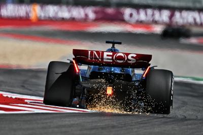 George Russell (GBR) Mercedes AMG F1 W14 sends sparks flying. Formula 1 World Championship, Rd 19, United States Grand