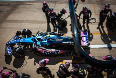 Pierre Gasly (FRA) Alpine F1 Team A523 makes a pit stop. Formula 1 World Championship, Rd 19, United States Grand Prix,