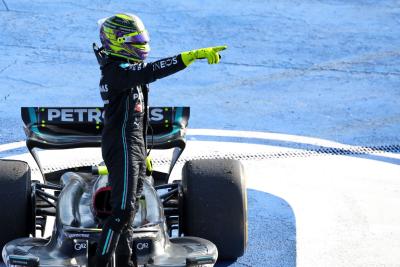 Lewis Hamilton (GBR) Mercedes AMG F1 celebrates his second position in parc ferme. Formula 1 World Championship, Rd 20,