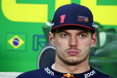 Max Verstappen (NLD) Red Bull Racing in the post Sprint FIA Press Conference. Formula 1 World Championship, Rd 21,