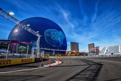 Circuit atmosphere - track detail - Sphere. Formula 1 World Championship, Rd 22, Las Vegas Grand Prix, Las Vegas, Nevada,