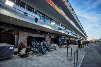 Circuit atmosphere - Mercedes AMG F1 pits. Formula 1 World Championship, Rd 22, Las Vegas Grand Prix, Las Vegas, Nevada,