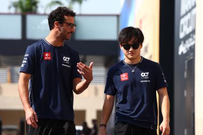 (L to R): Daniel Ricciardo (AUS) AlphaTauri with Yuki Tsunoda (JPN) AlphaTauri. Formula 1 World Championship, Rd 23, Abu