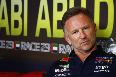 Christian Horner (GBR) Red Bull Racing Team Principal in the FIA Press Conference. Formula 1 World Championship, Rd 23,
