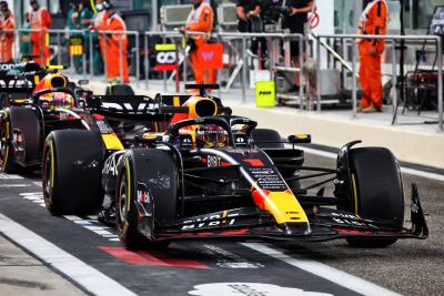 Max Verstappen (NLD) Red Bull Racing RB19 leaves the pits. Formula 1 World Championship, Rd 23, Abu Dhabi Grand Prix, Yas