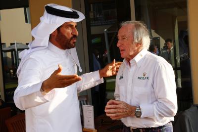 (L to R): Mohammed Bin Sulayem (UAE) FIA President with Jackie Stewart (GBR). Formula 1 World Championship, Rd 23, Abu
