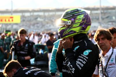 Lewis Hamilton (GBR) Mercedes AMG F1 on the grid. Formula 1 World Championship, Rd 23, Abu Dhabi Grand Prix, Yas Marina