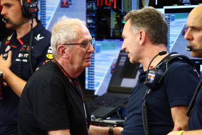 (L to R): Dr Helmut Marko (AUT) Red Bull Motorsport Consultant with Christian Horner (GBR) Red Bull Racing Team Principal.