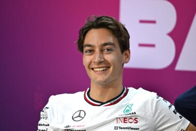 George Russell (GBR) Mercedes AMG F1 in the FIA Press Conference. Formula 1 Testing, Sakhir, Bahrain, Day Two.-