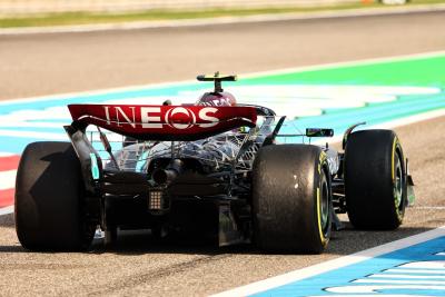 Lewis Hamilton (GBR) Mercedes AMG F1 W15 leaves the pits with Aero Rakes. Formula 1 Testing, Sakhir, Bahrain, Day