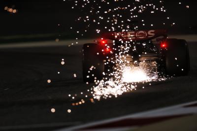 George Russell (GBR) Mercedes AMG F1 W15 sends sparks flying. Formula 1 World Championship, Rd 1, Bahrain Grand Prix,