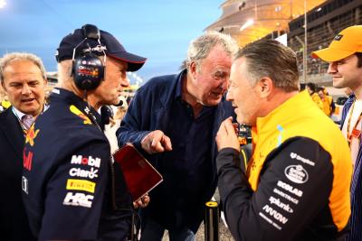 (L to R): Adrian Newey (GBR) Red Bull Racing Chief Technical Officer with Jeremy Clarkson (GBR) and Zak Brown (USA) McLaren