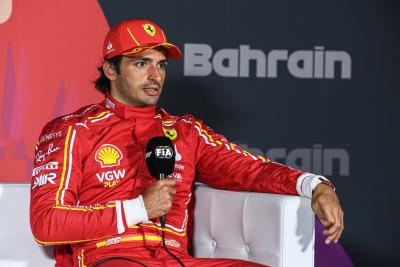 Carlos Sainz Jr (ESP) Ferrari in the post race FIA Press Conference. Formula 1 World Championship, Rd 1, Bahrain Grand