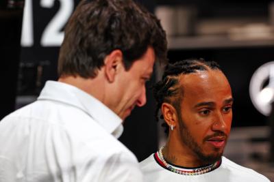 Lewis Hamilton (GBR) Mercedes AMG F1 (Right) and Toto Wolff (GER) Mercedes AMG F1 Shareholder and Executive Director.