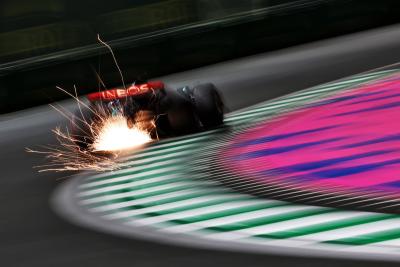 George Russell (GBR) Mercedes AMG F1 W15 sends sparks flying. Formula 1 World Championship, Rd 2, Saudi Arabian Grand